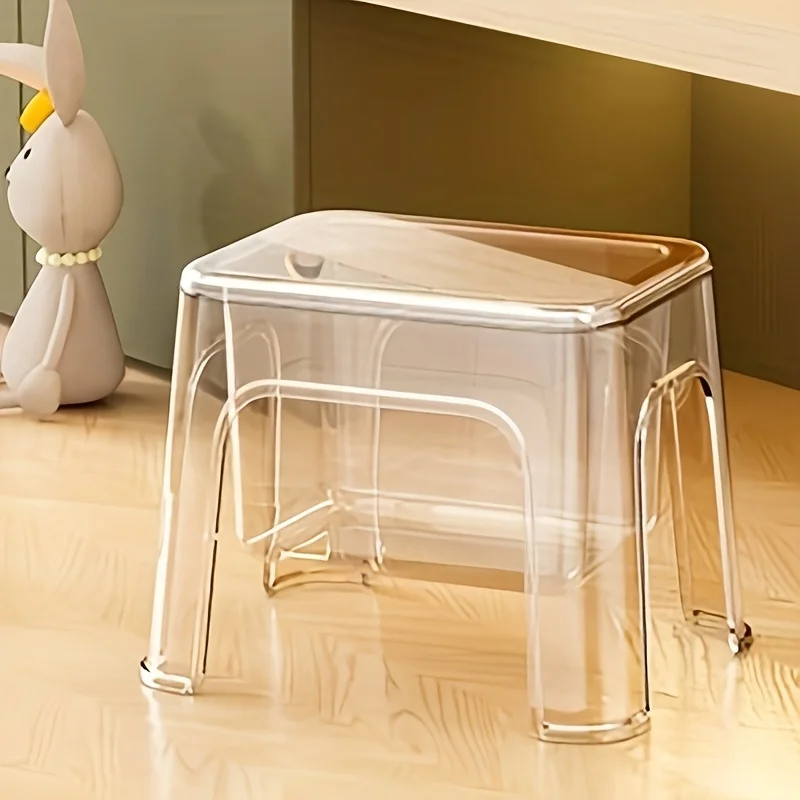 Multi-Functional Acrylic Storage Stool - Thickened PP Transparent for Living Room Bathroom Pet Supplies