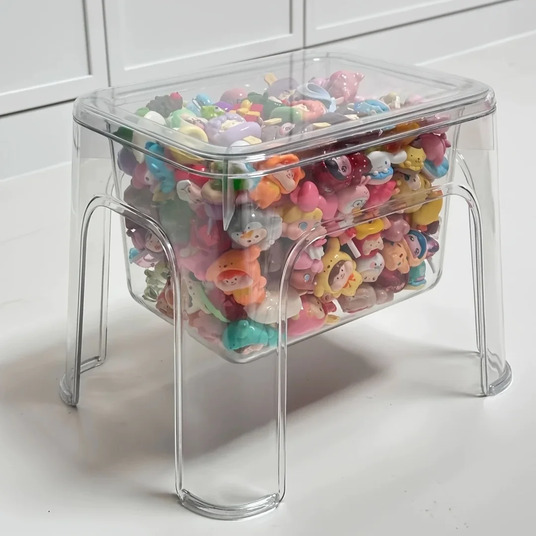 Multi-Functional Acrylic Storage Stool - Thickened PP Transparent for Living Room Bathroom Pet Supplies