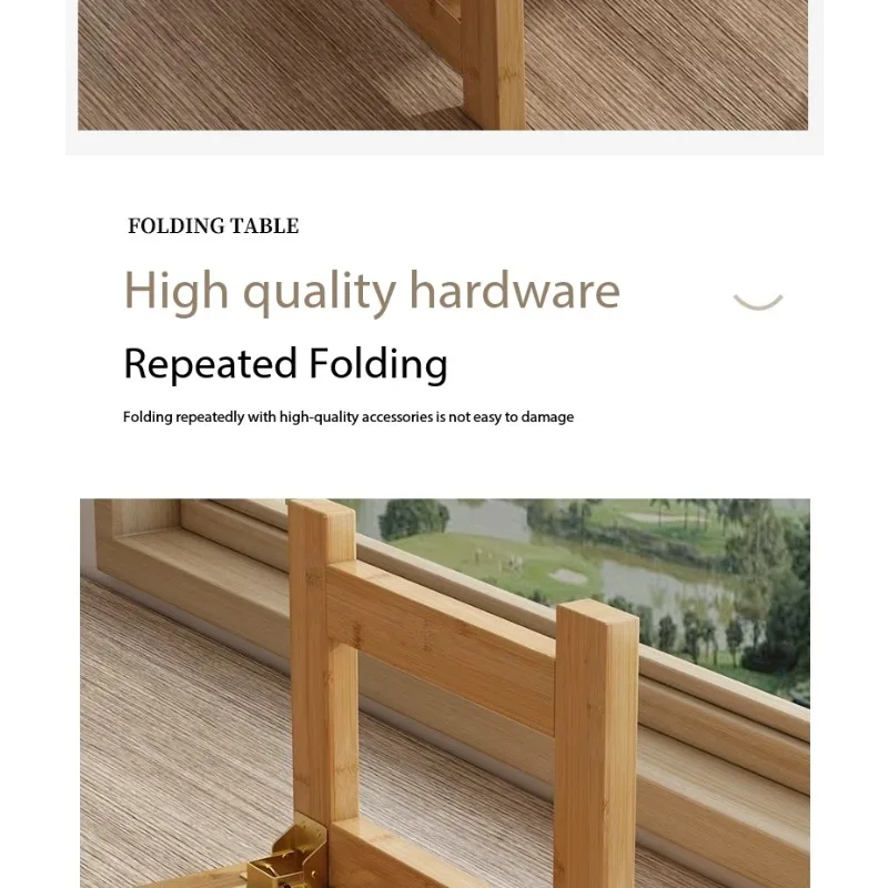 Solid Bamboo Kang Table Foldable Low Tatami Table Multi‑Purpose for Bay Window Bed Laptop Work Coffee Tea Home Use