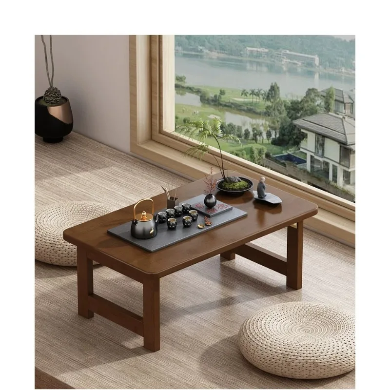 Solid Bamboo Kang Table Foldable Low Tatami Table Multi‑Purpose for Bay Window Bed Laptop Work Coffee Tea Home Use