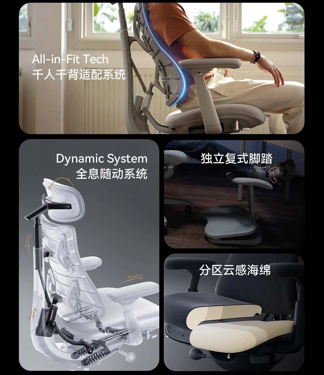 Libernovo OC1 Pro Office Chair Computer Ergonomic Gaming Chair Lumbar Support Lifting Design E-sports Chair Silent Wheels