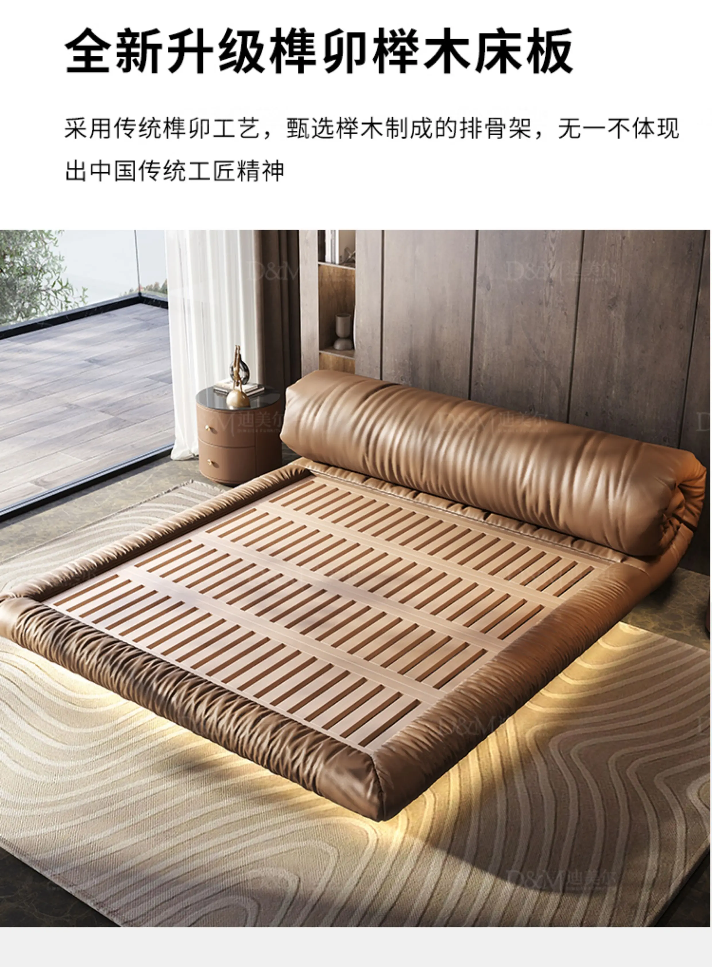200x220cm Italian Luxury Suspension Bed Designer Leather Frames Double Bed King Size Queen Twin Headboard Bedroom Furniture