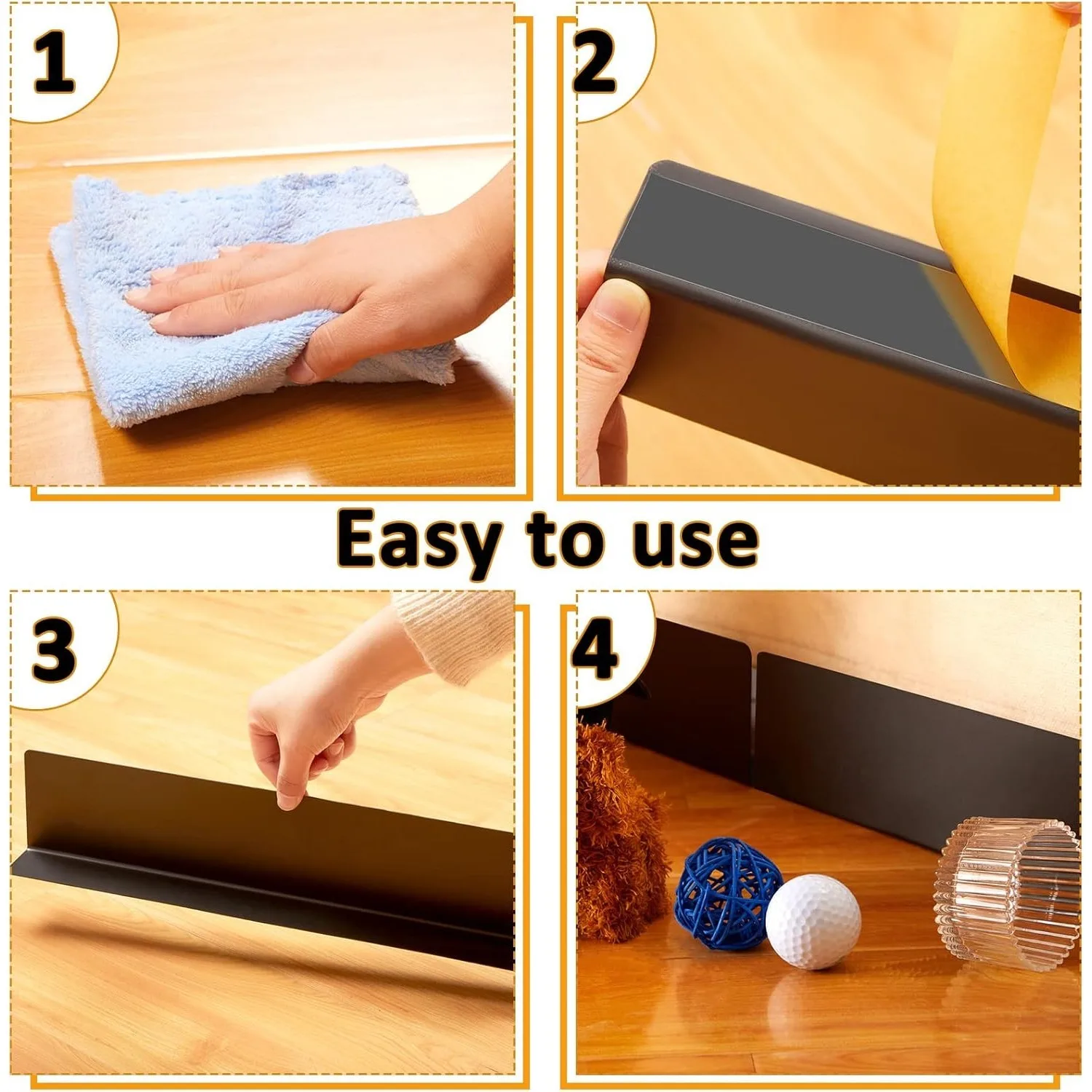 Sofa Gap Stopper, 6PCS Black Under Couch Blocker Adjustable Protector Blocks Pets Toys Simple Installation