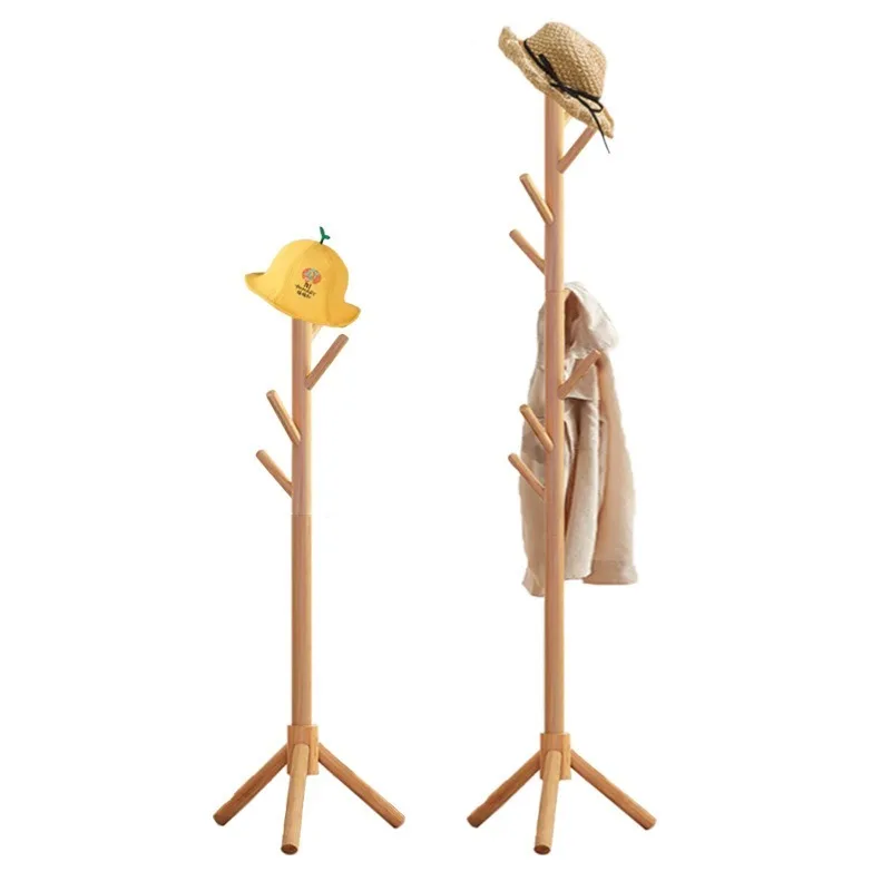 Solid wood coat rack Floor hanger Shelf Bedroom bag rack Children's hanger