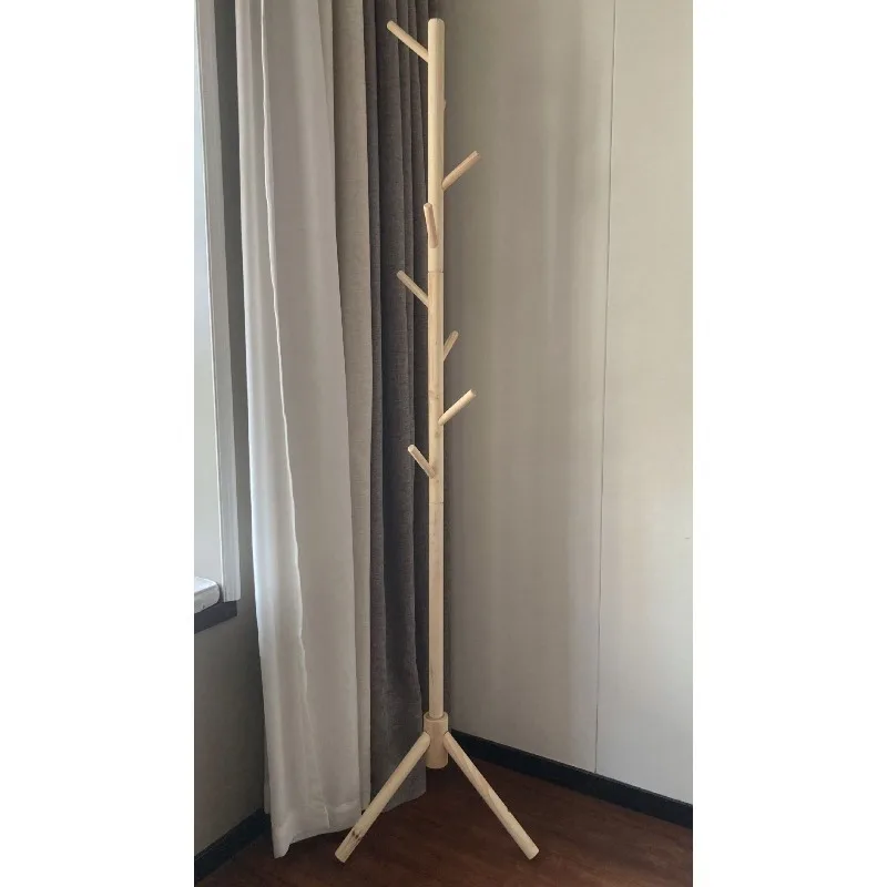 Solid wood coat rack Floor hanger Shelf Bedroom bag rack Children's hanger