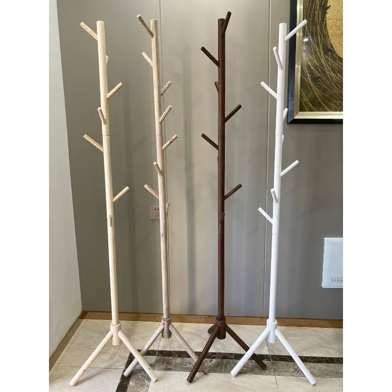Solid wood coat rack Floor hanger Shelf Bedroom bag rack Children's hanger