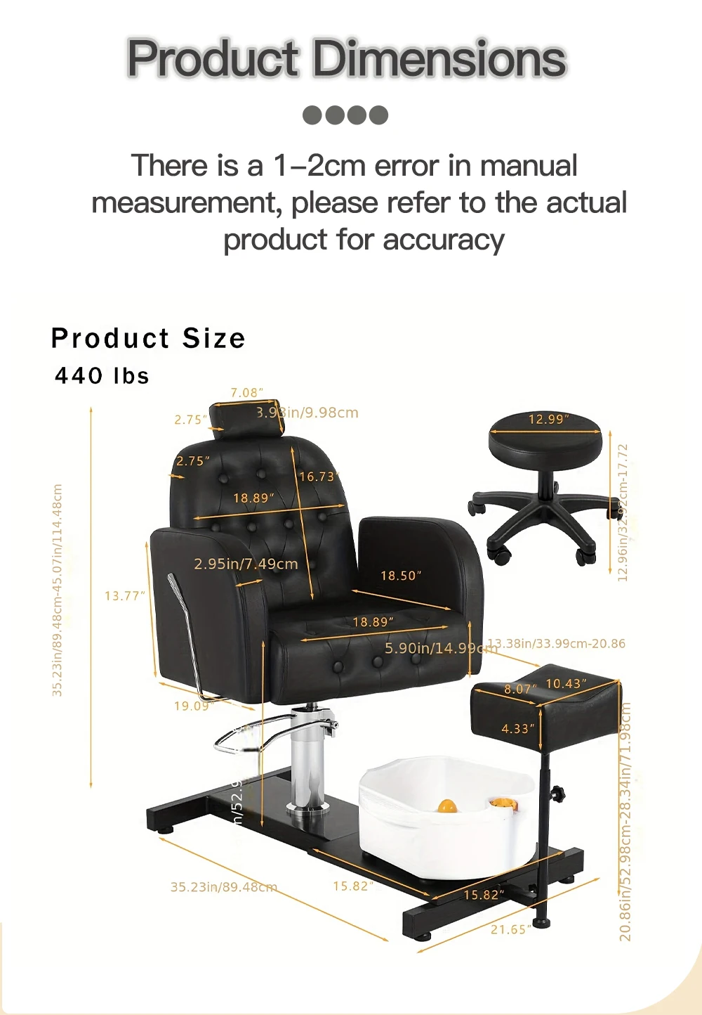 Foot SPA Chair Sofa with Foot Bath Basin Pedicure Hydraulic Lifting 360° Rotation Nail Salon Furniture
