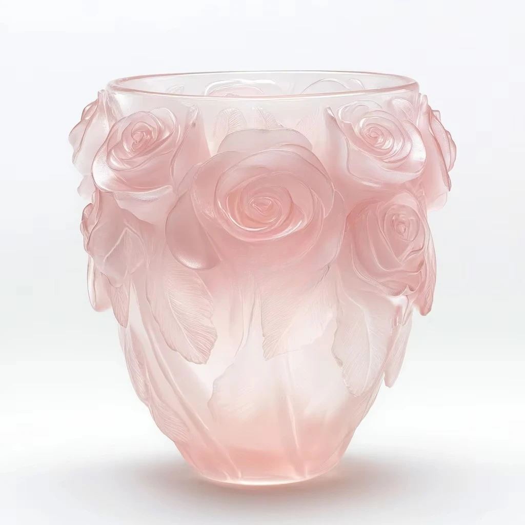 Hand-carved home decoration, ornaments crystal glass rose vase