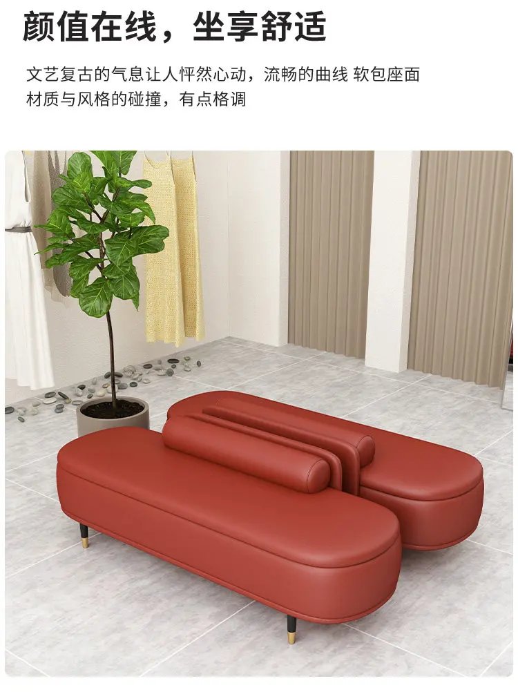 Light Luxury Shoe Bench with Backrest - Ottoman for Bedroom End, Storage Stool for Cloakroom, Long Sofa Bench for Boutique