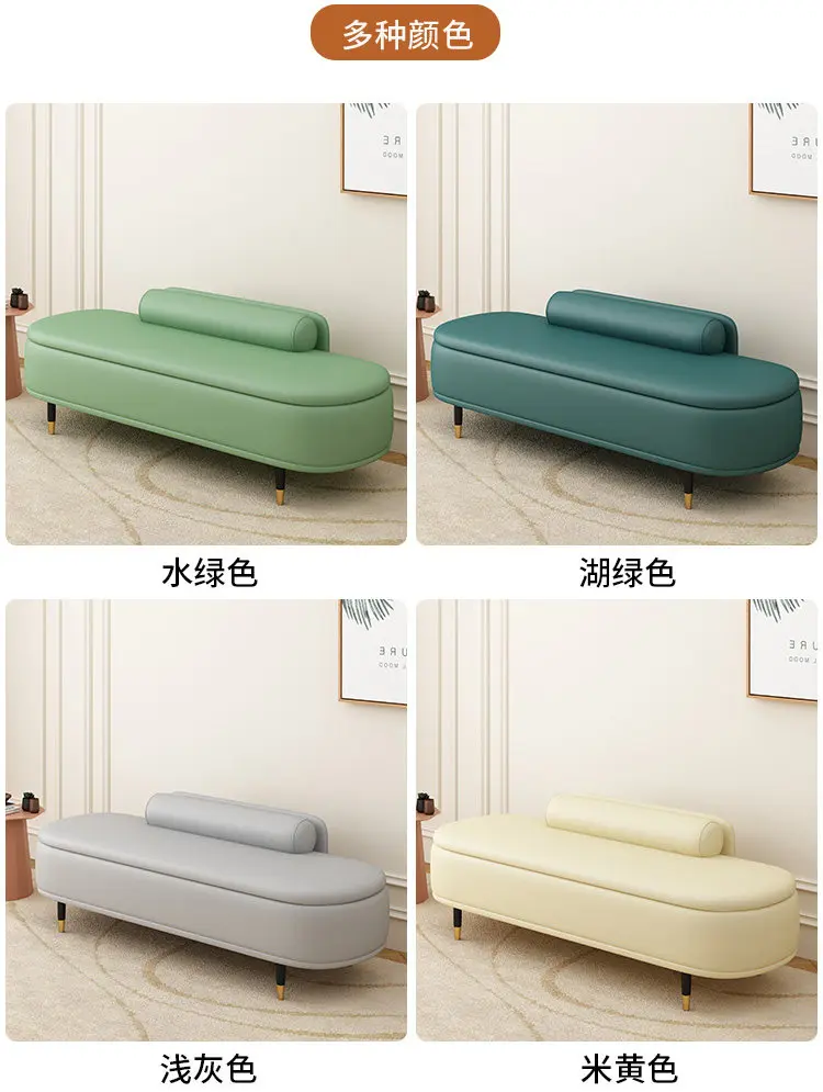Light Luxury Shoe Bench with Backrest - Ottoman for Bedroom End, Storage Stool for Cloakroom, Long Sofa Bench for Boutique