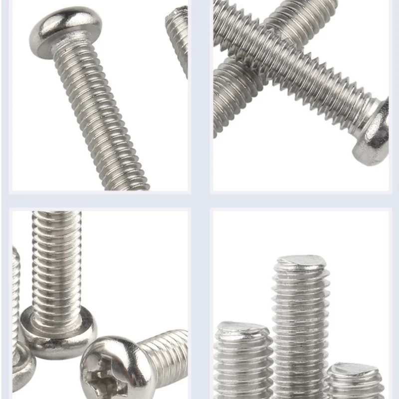 UNC/UNF 0#-80 2#-56 4#-40 6#-32 8#-32 10#-24 304 Stianless Steel Cross Recessed Pan Round Head Screws Phillips Machine Bolts