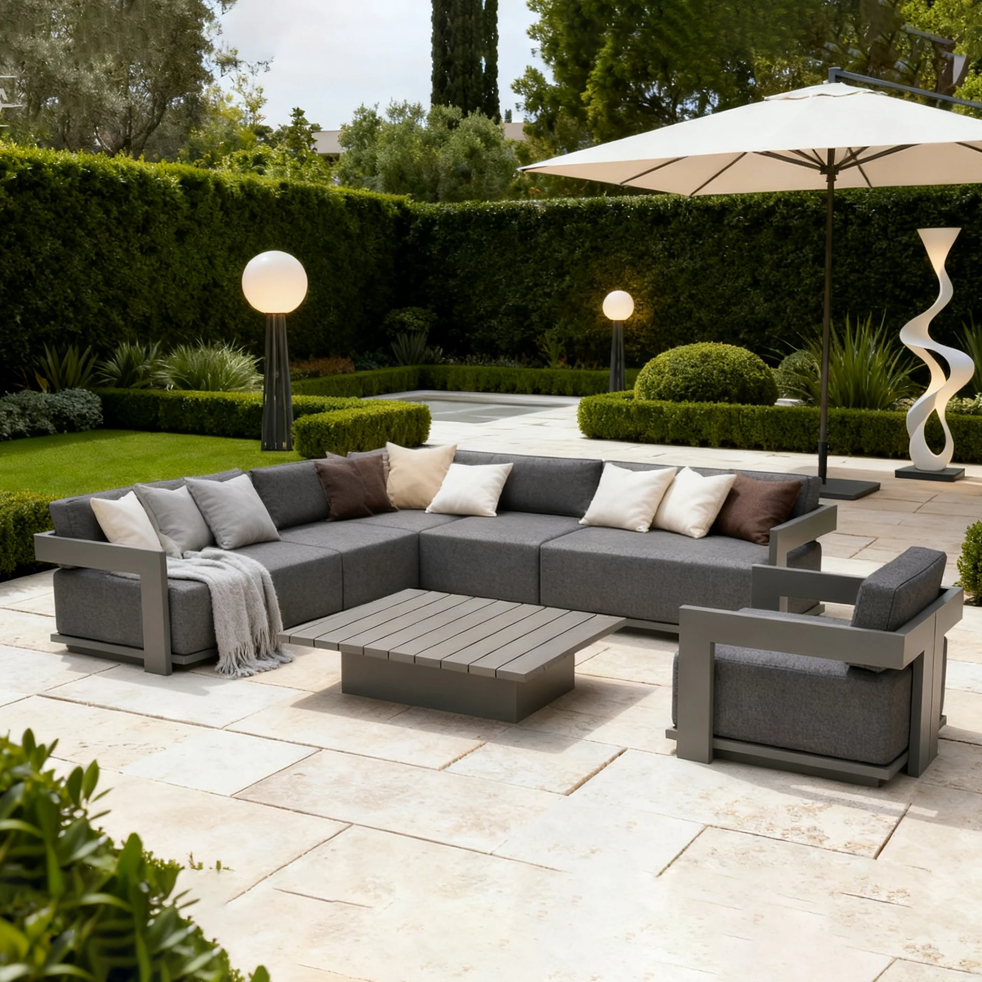 Modern Outdoor Aluminum Sofa Set with Coffee Table, Garden Terrace, Patio and Park Waterproof Terrace Leisure Furniture