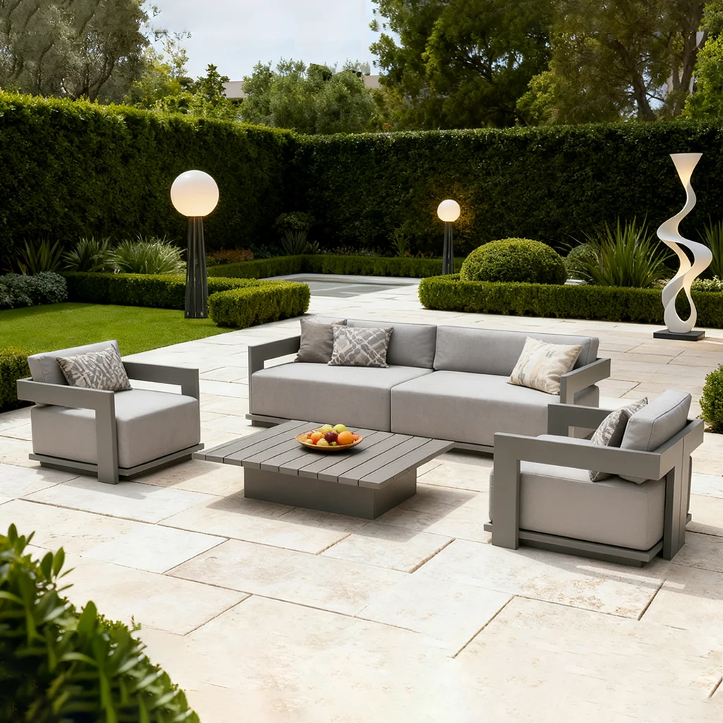 Modern Outdoor Aluminum Sofa Set with Coffee Table, Garden Terrace, Patio and Park Waterproof Terrace Leisure Furniture