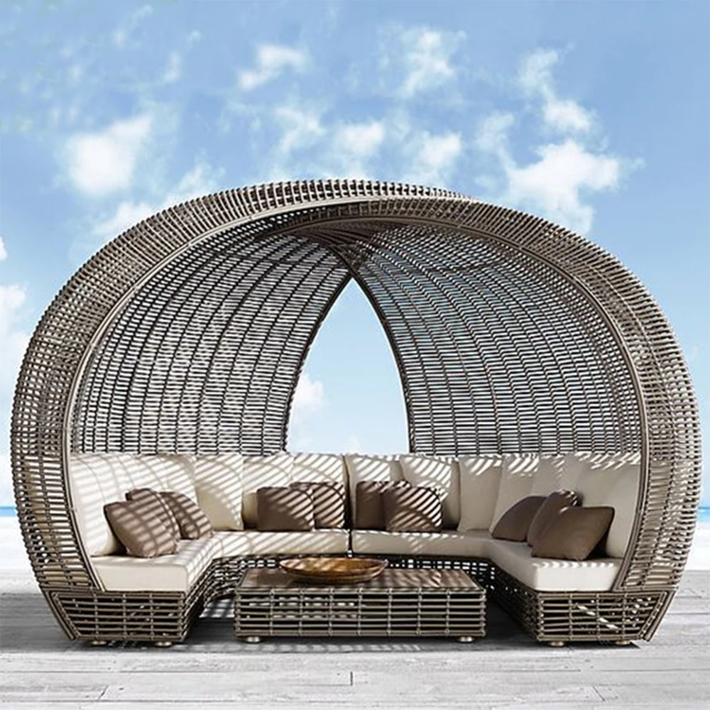 Outdoor Modern Sofa Bed for Garden Hotel & Terrace Use-Simple Design Pre-packed