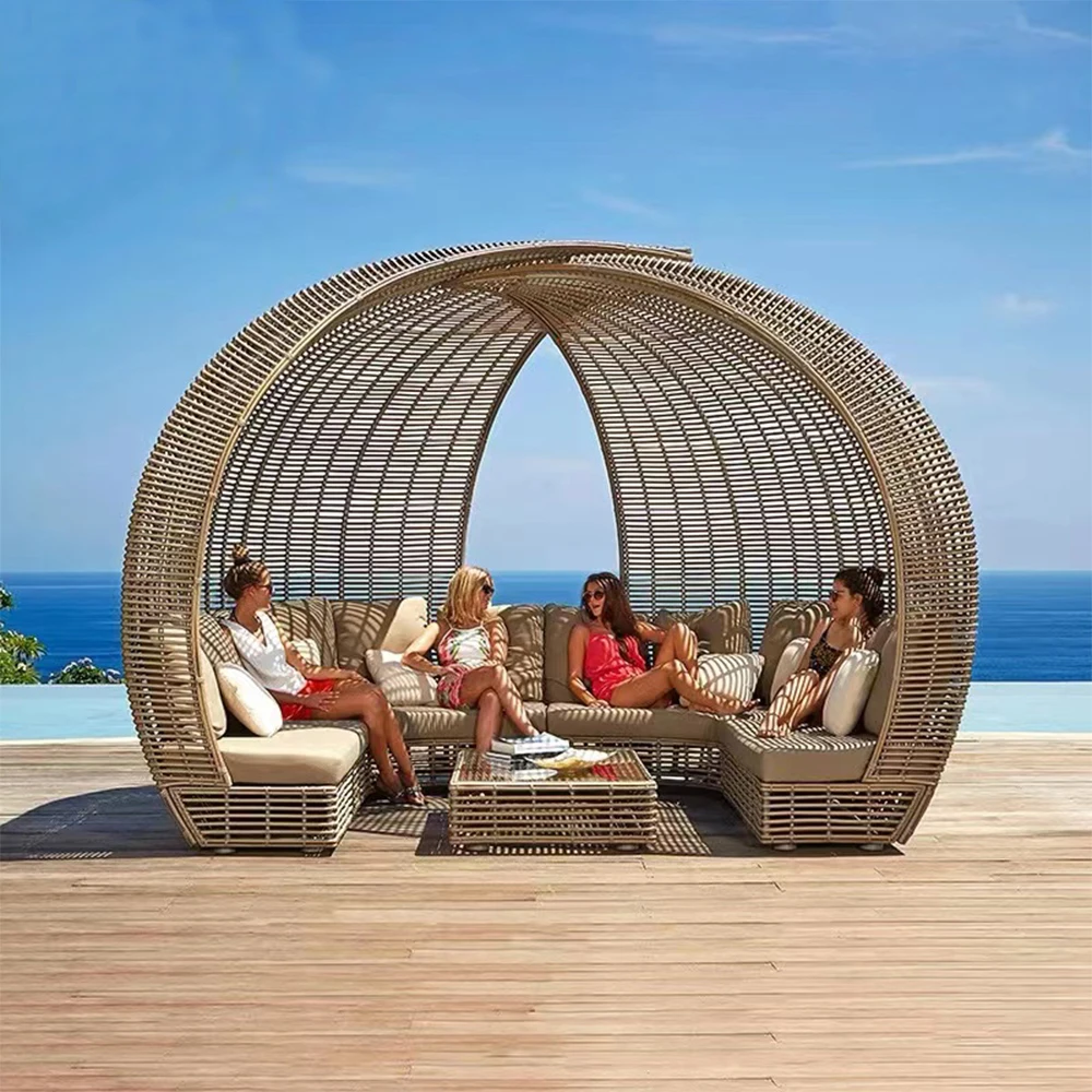 Outdoor Modern Sofa Bed for Garden Hotel & Terrace Use-Simple Design Pre-packed