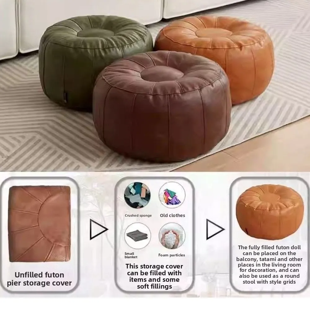 PU Leather Unstuffed Storage Leg Bench Need to Fill Clothes Large Capacity Clothes Storage Chair Non-Slip Nordic Sofa Footstool
