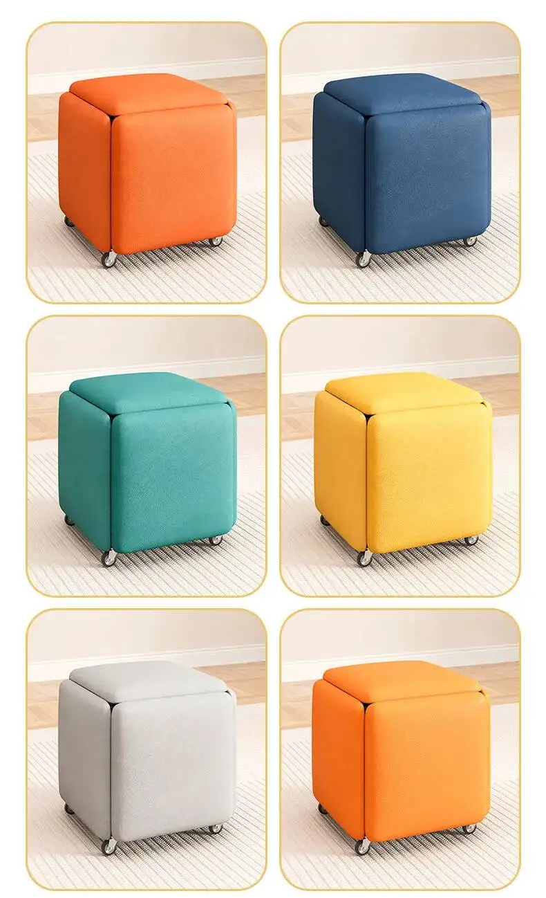 modern Creative 5 in 1 Sofa Stool Nordic Living Room Furniture Home Rubik's Cube Combination Fold Stool Iron Storage Ottomans y