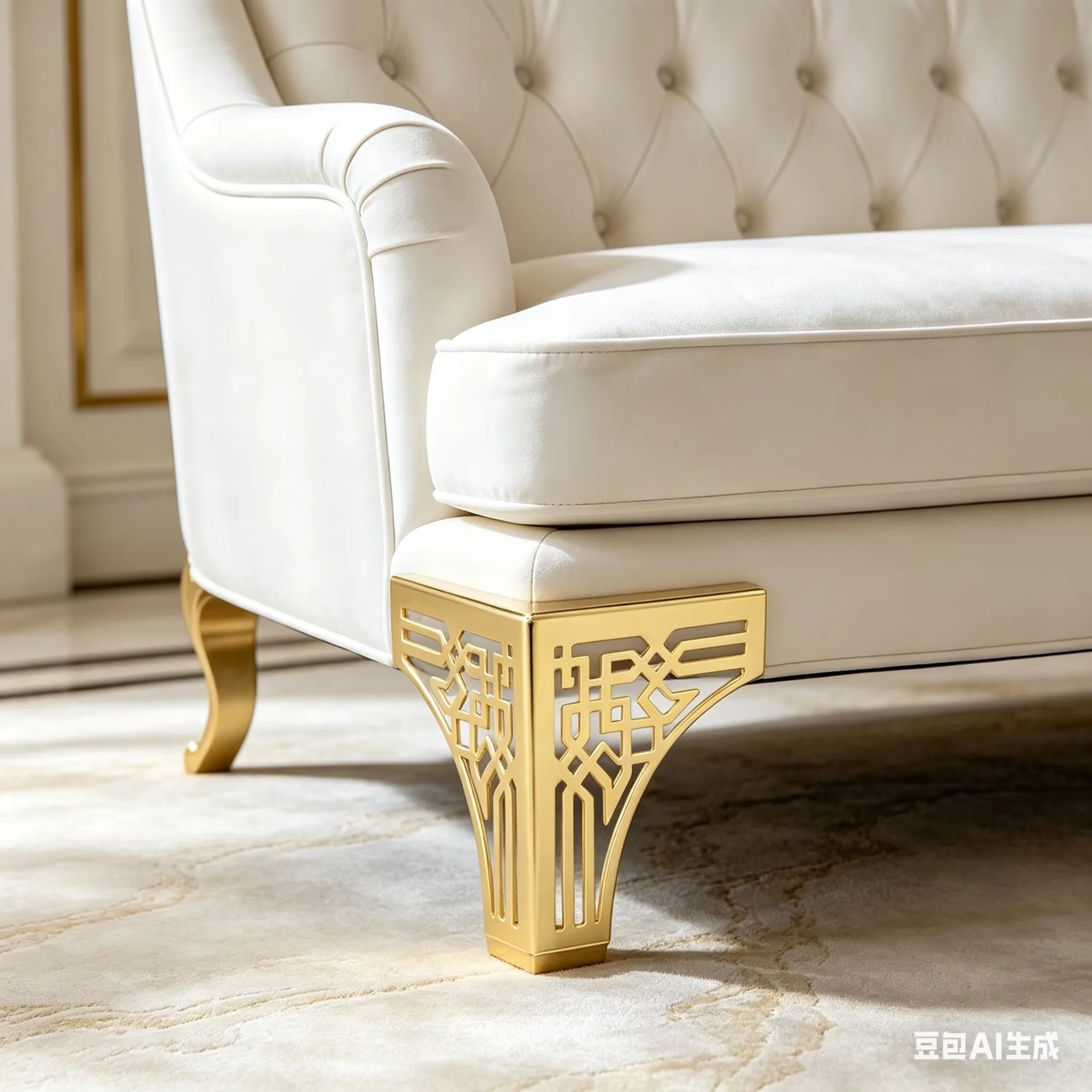 4pcs Golden Geometric Metal Furniture Legs - Hollowed-Out Polished, for Sofas/Coffee/TV/Shoe Cabinets, Modern Decor