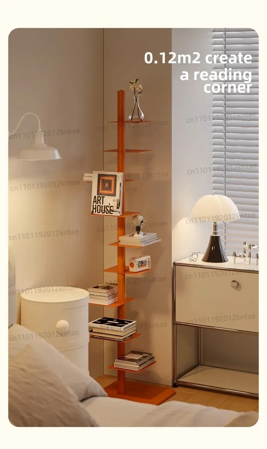 Rotating Invisible Bookshelve, Living Room, Iron Craft Display Stand , 9-layer Display Shelves, Storage Shelves,Corner Bookcases