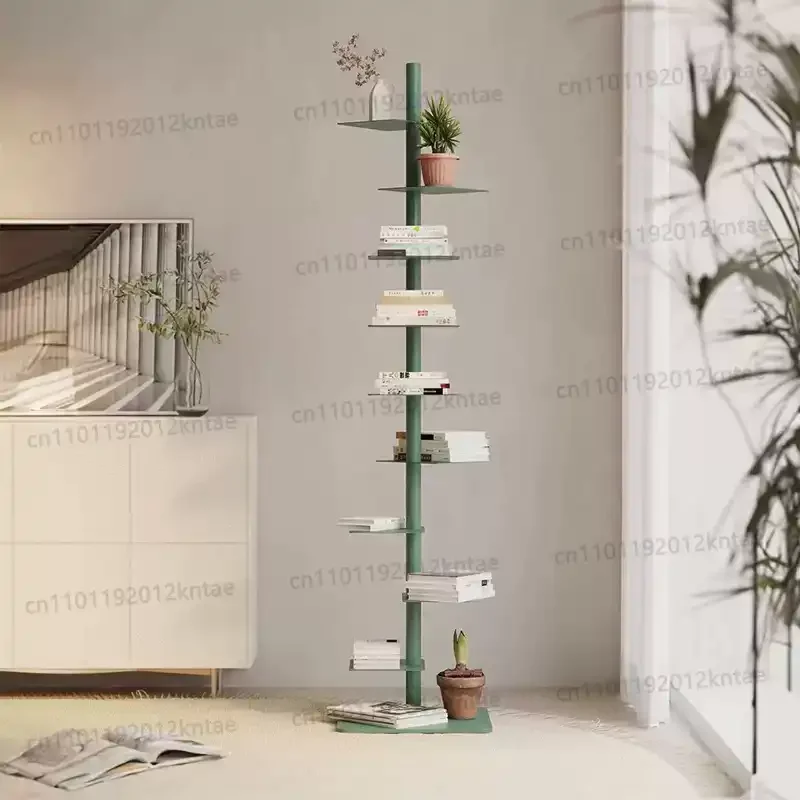Rotating Invisible Bookshelve, Living Room, Iron Craft Display Stand , 9-layer Display Shelves, Storage Shelves,Corner Bookcases