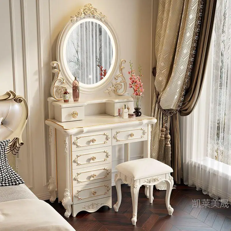 Hxl vanity table - all-in-one multifunctional makeup desk with storage for bedroom