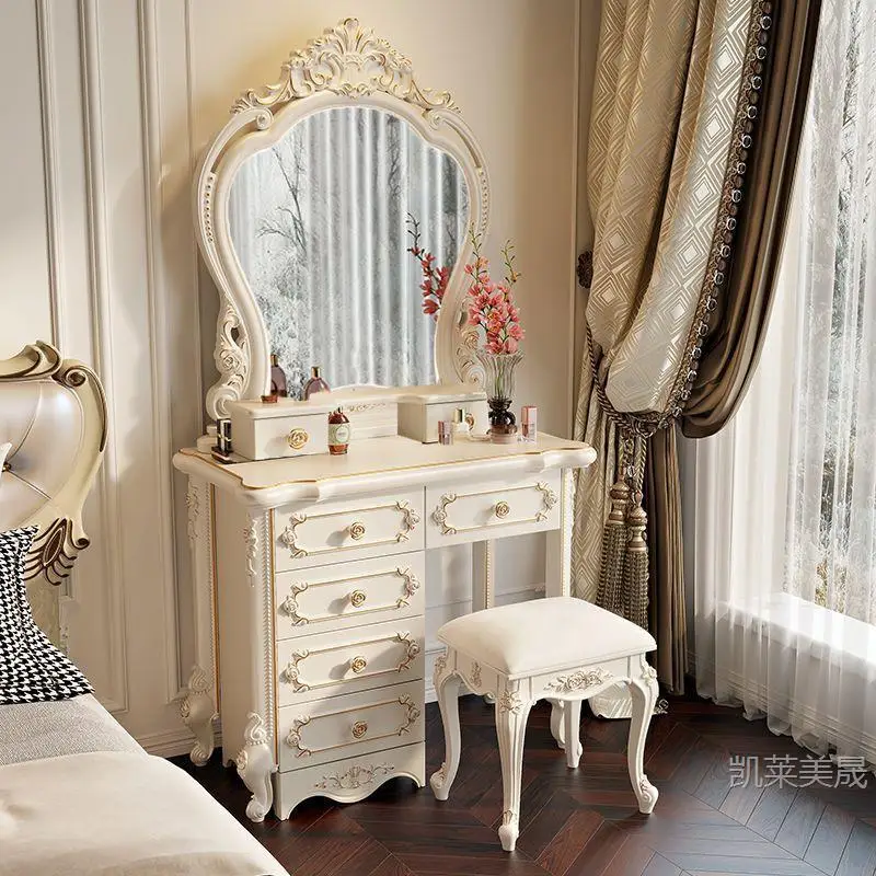 Hxl vanity table - all-in-one multifunctional makeup desk with storage for bedroom