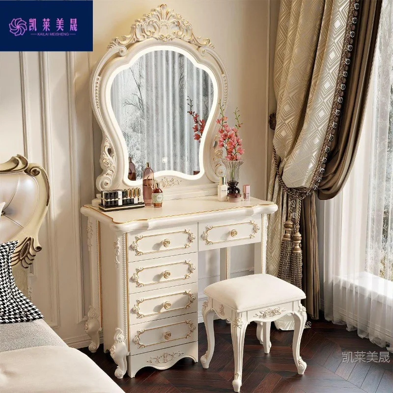 Hxl vanity table - all-in-one multifunctional makeup desk with storage for bedroom
