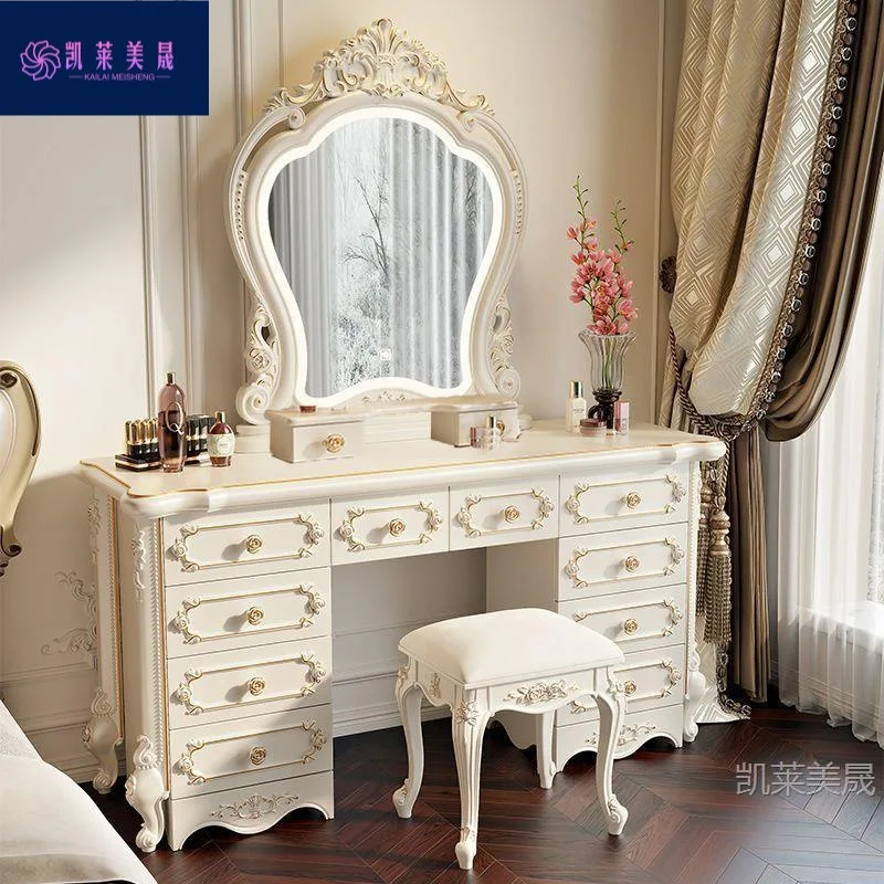 Hxl vanity table - all-in-one multifunctional makeup desk with storage for bedroom