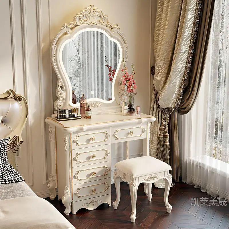 Hxl vanity table - all-in-one multifunctional makeup desk with storage for bedroom