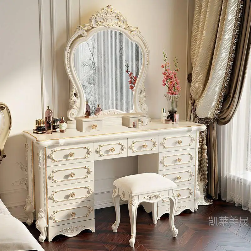 Hxl vanity table - all-in-one multifunctional makeup desk with storage for bedroom