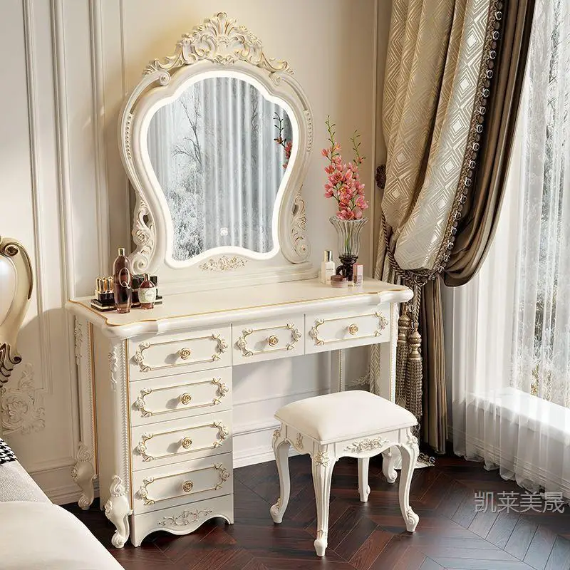 Hxl vanity table - all-in-one multifunctional makeup desk with storage for bedroom