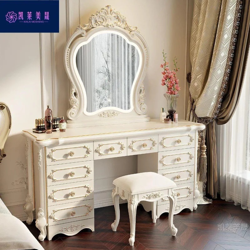 Hxl vanity table - all-in-one multifunctional makeup desk with storage for bedroom