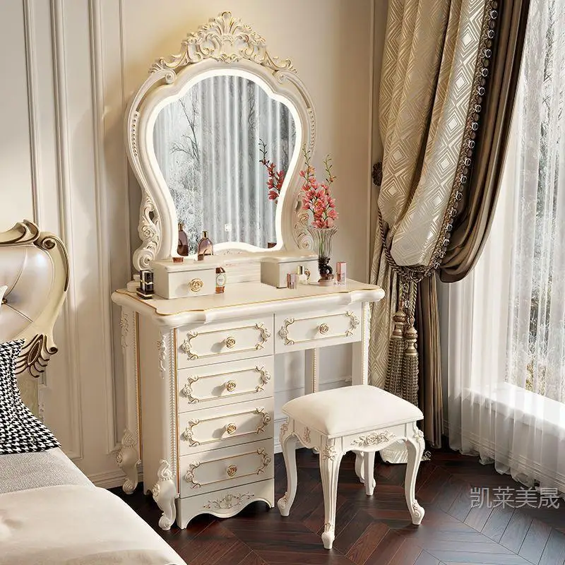 Hxl vanity table - all-in-one multifunctional makeup desk with storage for bedroom
