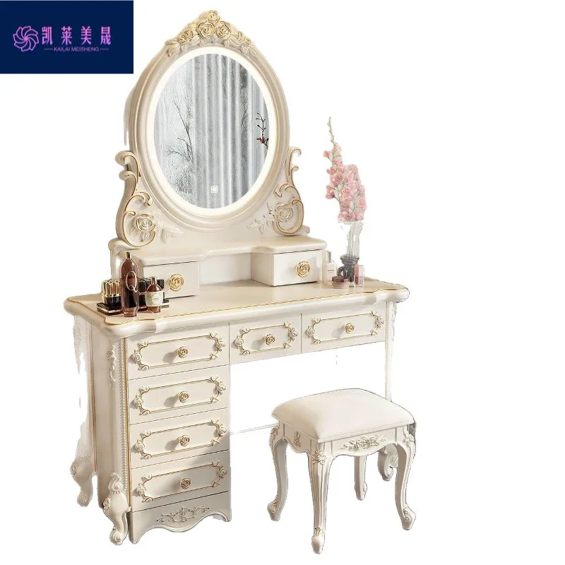 Hxl vanity table - all-in-one multifunctional makeup desk with storage for bedroom