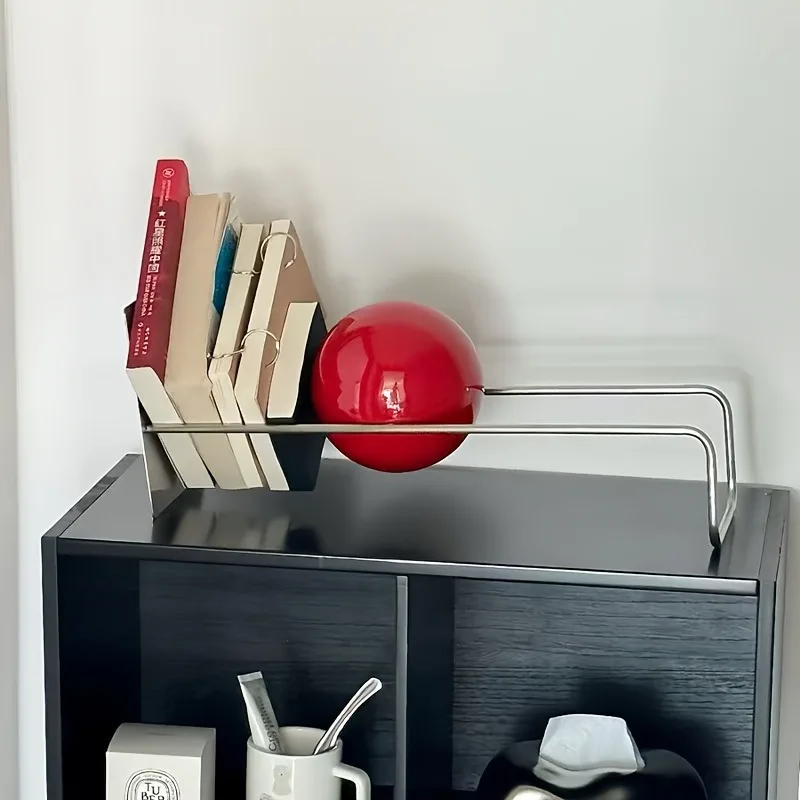 Mid-Century Modern Bookshelf Magazine Rack Stainless Steel Acrylic Desktop Storage Shelf for Office Study Room Decor Bookcase
