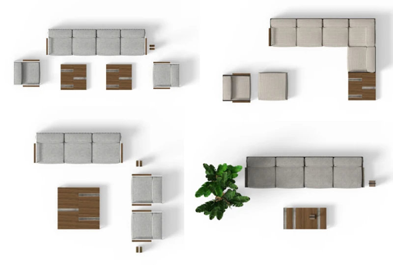 Hotel Outdoor Sofa Villa Aluminum Outdoor Sofa Set Resort Furniture Luxury Garden Furniture Patio Sofa with Coffee Table