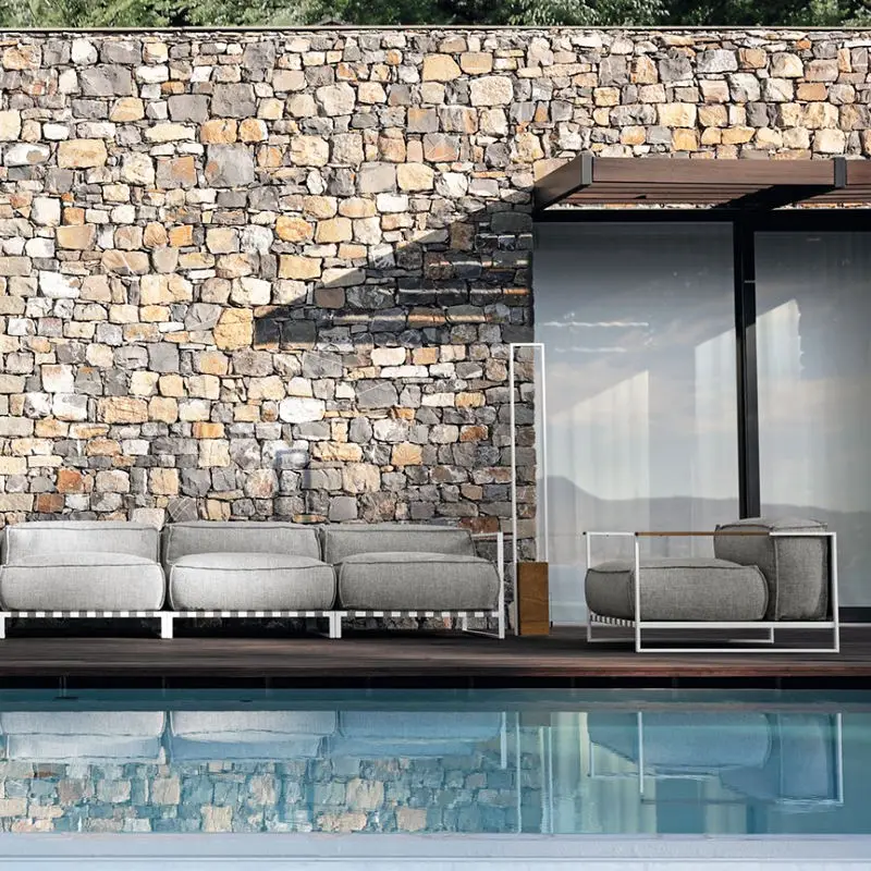 Hotel Outdoor Sofa Villa Aluminum Outdoor Sofa Set Resort Furniture Luxury Garden Furniture Patio Sofa with Coffee Table