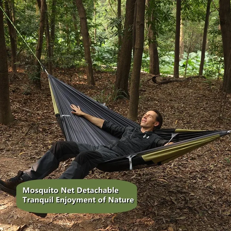 3-in-1 Outdoor Sunshade Mosquito Net Hammock, Silver-Coated Sun-Protection Camping Mosquito-Proof Hammock