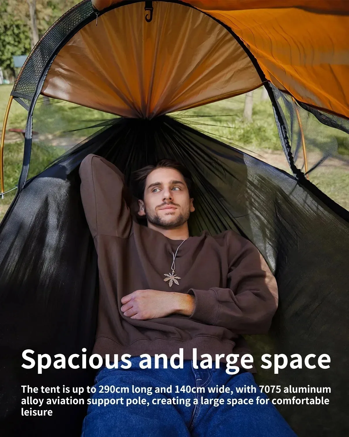 3-in-1 Outdoor Sunshade Mosquito Net Hammock, Silver-Coated Sun-Protection Camping Mosquito-Proof Hammock