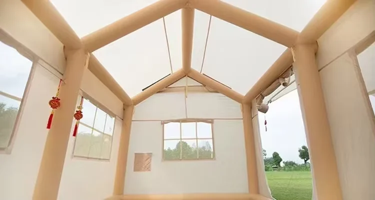 Custom 10 Person Four-Season One Bedroom Soundproof Waterproof Canvas Air Glamping Inflatable Tent for Party and Camping