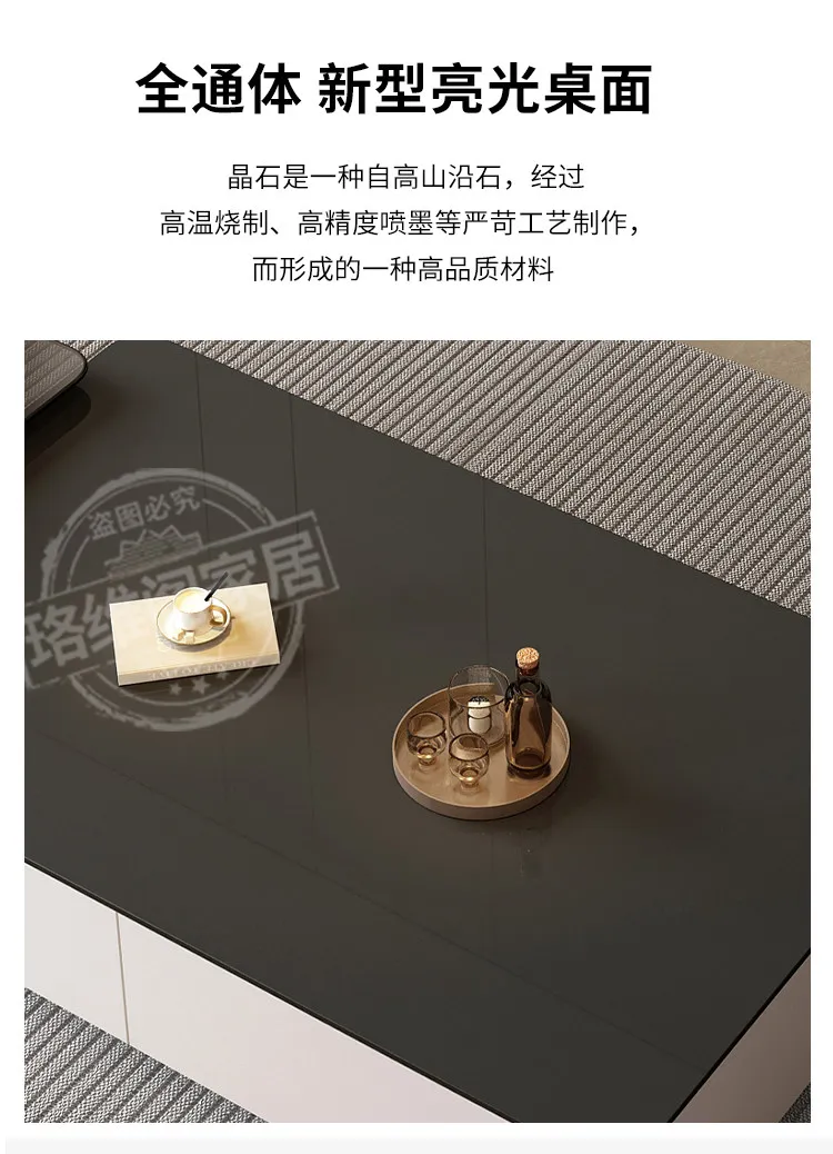 Modern Black & White TV Stand Glossy Stone Top Low Console Minimalist Living Room Cabinet for Small Apartment Home Furniture