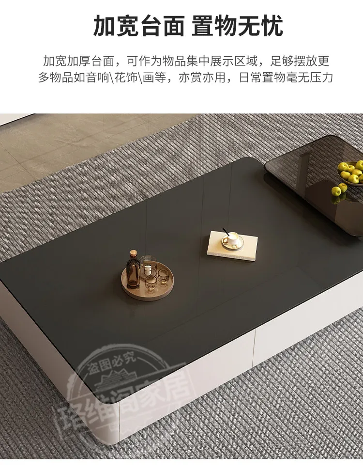 Modern Black & White TV Stand Glossy Stone Top Low Console Minimalist Living Room Cabinet for Small Apartment Home Furniture