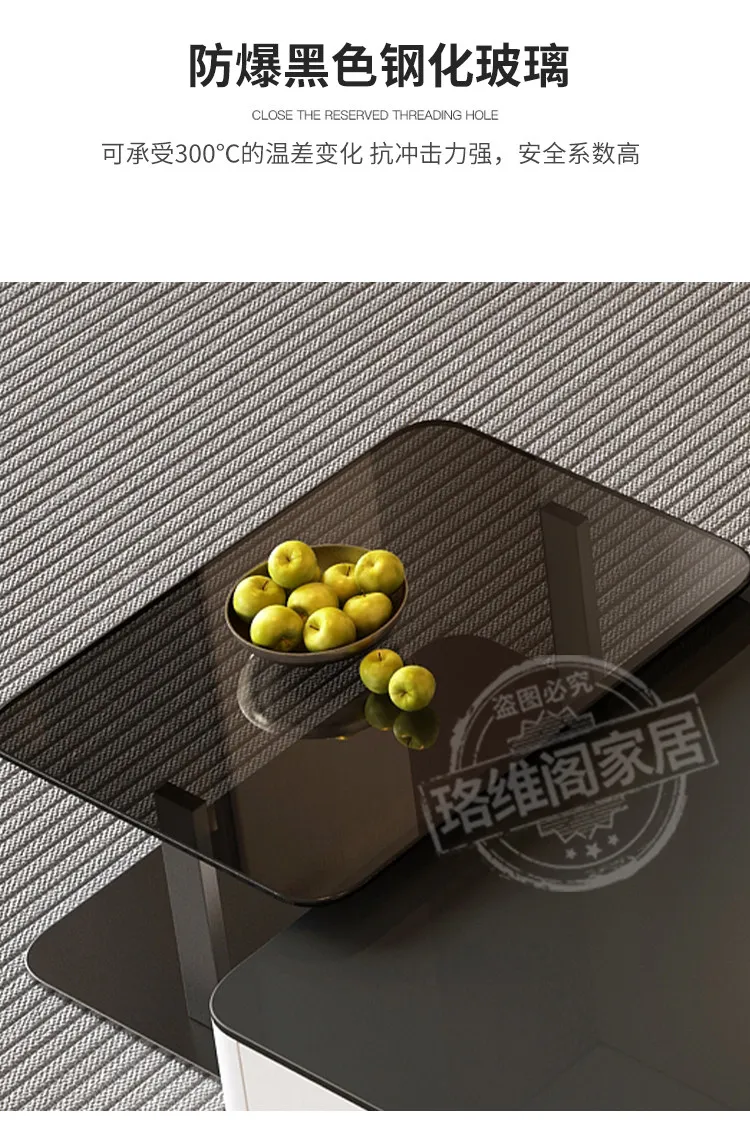 Modern Black & White TV Stand Glossy Stone Top Low Console Minimalist Living Room Cabinet for Small Apartment Home Furniture