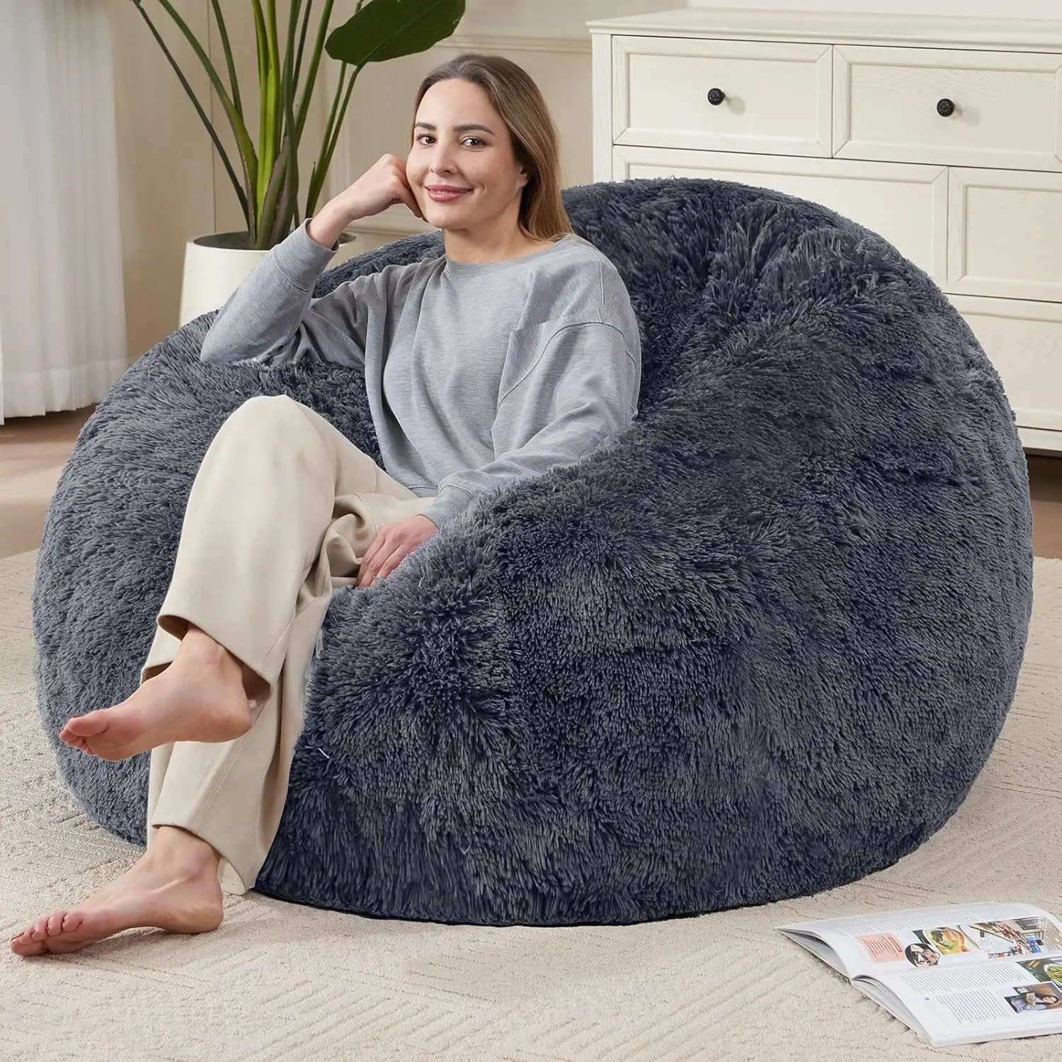 Lazy sofa bean bag artificial fur Doudou sofa jacket children's toy storage cover