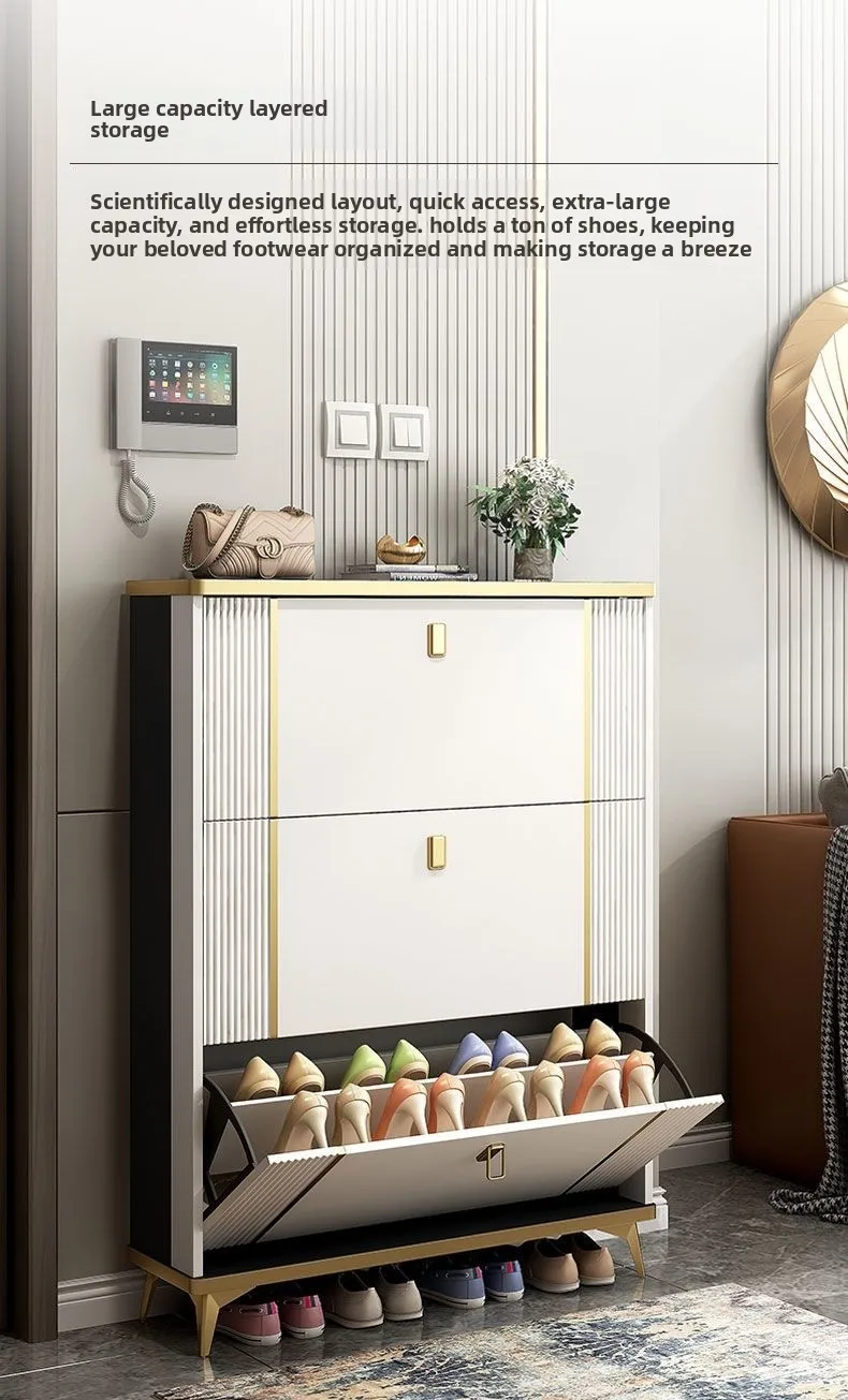 Ultra Thin Shoe Cabinet Modern Flip Door Shoe Storage Cabinet Large Capacity Entrance Organizer Slim Hallway Furniture HomeDecor