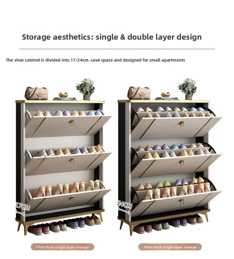 Ultra Thin Shoe Cabinet Modern Flip Door Shoe Storage Cabinet Large Capacity Entrance Organizer Slim Hallway Furniture HomeDecor