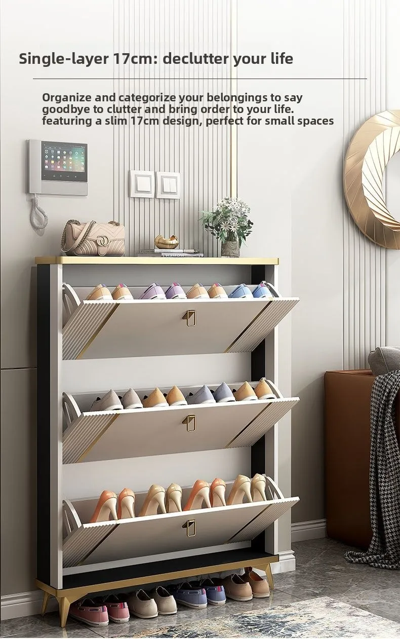 Ultra Thin Shoe Cabinet Modern Flip Door Shoe Storage Cabinet Large Capacity Entrance Organizer Slim Hallway Furniture HomeDecor