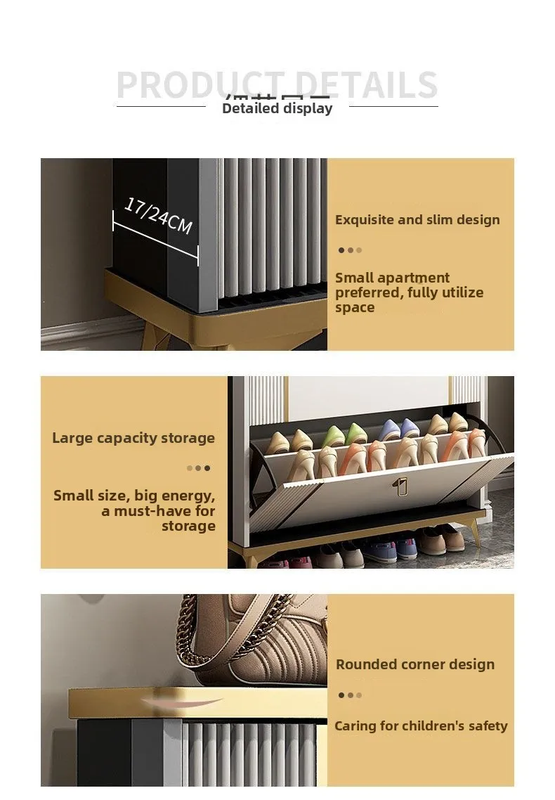 Ultra Thin Shoe Cabinet Modern Flip Door Shoe Storage Cabinet Large Capacity Entrance Organizer Slim Hallway Furniture HomeDecor