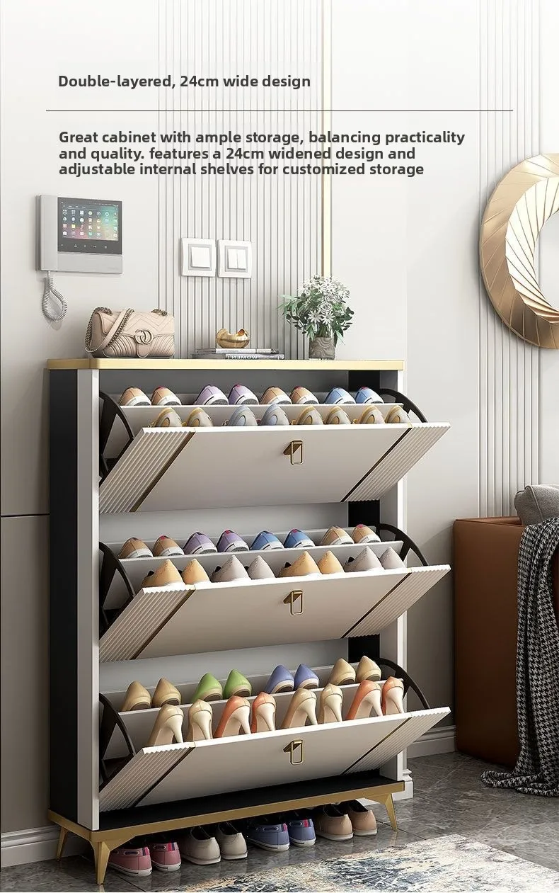 Ultra Thin Shoe Cabinet Modern Flip Door Shoe Storage Cabinet Large Capacity Entrance Organizer Slim Hallway Furniture HomeDecor