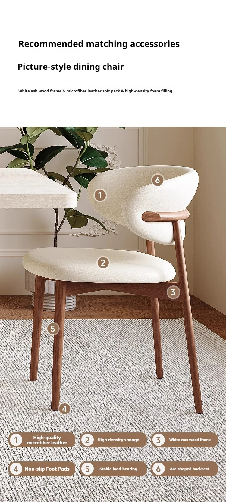 Any Size Custom Mid Century Retro Travertine Dining Set Solid Wood Upholstered Chairs Stable Load Family Home Dining Furniture